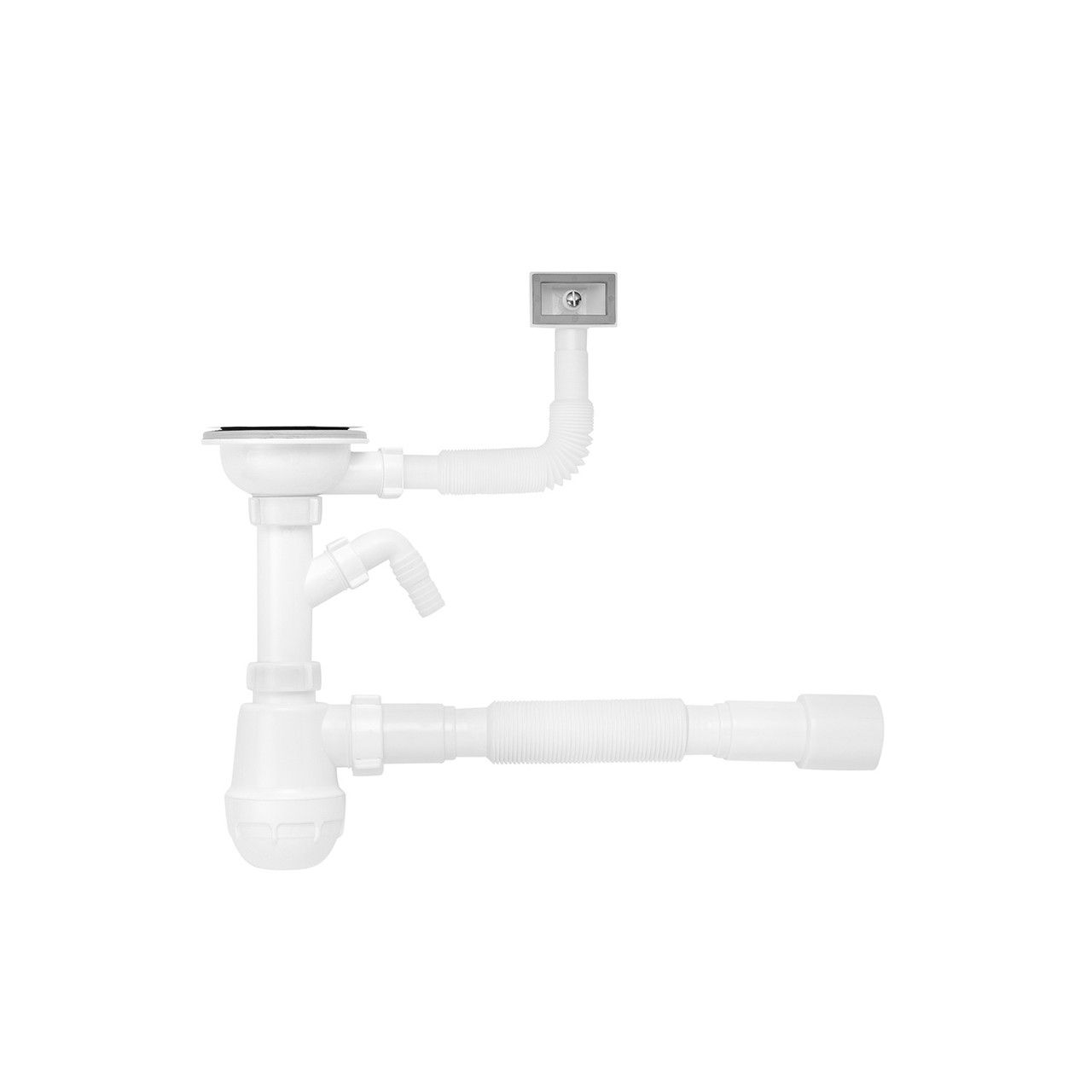 Сифон для кухонної мийки Kroner KRP — KS02-1 3 1/2"х40/50 з відведенням для пральної машини, з квадратним Сифон для кухонної мийки Kroner KRP — KS02-1 3 1/2"х40/50 з відведенням для пральної машини, з квадратним