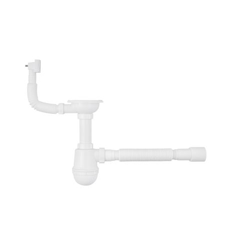 Сифон для кухонної мийки Agua KS02 3 1/2"х40/50 мм з нарізним випуском, з квадратним переливом