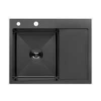 Кухонна мийка Kroner KRP Schwarze — 6350LHM PVD (3/1 мм)