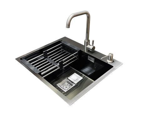 Комплект мойка + смеситель Romzha Arta Nova U-550 Max BL (B)