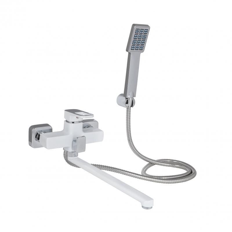 Смеситель для ванны Lidz Wawel 005 с поворотным изливом (c душевым гарнитуром) (k35) LDWAW005WHI45399 White Смеситель для ванны Lidz Wawel 005 с поворотным изливом (c душевым гарнитуром) (k35) LDWAW005WHI45399 White