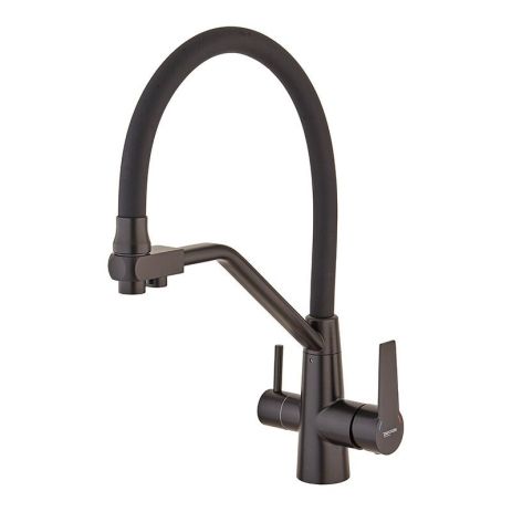 Змішувач для кухні з фільтром і гнучким силіконовим виливом MiX Ful 021 Black