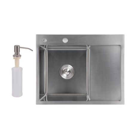 Мийка для кухні інтегрована Handmade H6350R крило праворуч (LDH6350BRUR45587) Brushed Steel 3,0/1,0 мм Lidz