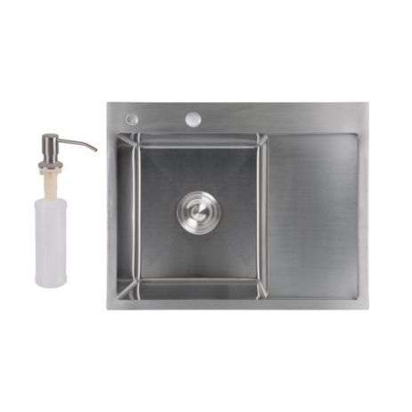 Мийка для кухні інтегрована Handmade H6350R крило праворуч (LDH6350BRUR45587) Brushed Steel 3,0/1,0 мм Lidz