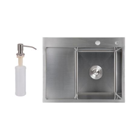 Мийка для кухні інтегрована Lidz Handmade H6350L крило зліва (LDH6350BRUL45588) Brushed Steel 3,0/1,0 мм