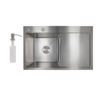Мойка для кухни интегрированная Lidz Handmade H7849R крыло справа (LDH7849BRUR45591) Brushed Steel 3,0/1,0 мм