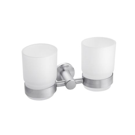 Стакан подвійний з тримачем для ванної кімнати Kroner KRP Edelstahl Klassisch — ESG3708 Стакан подвійний з тримачем для ванної кімнати Kroner KRP Edelstahl Klassisch — ESG3708