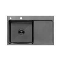 Кухонна мийка Kroner KRP Schwarze - 7849LHM PVD (3/1 мм)