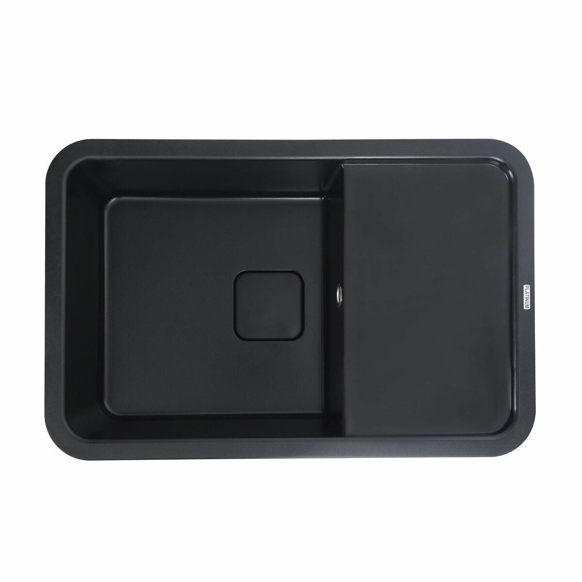 Гранитная мойка для кухни Platinum 7850 CUBE матовая Черная Гранитная мойка для кухни Platinum 7850 CUBE матовая Черная