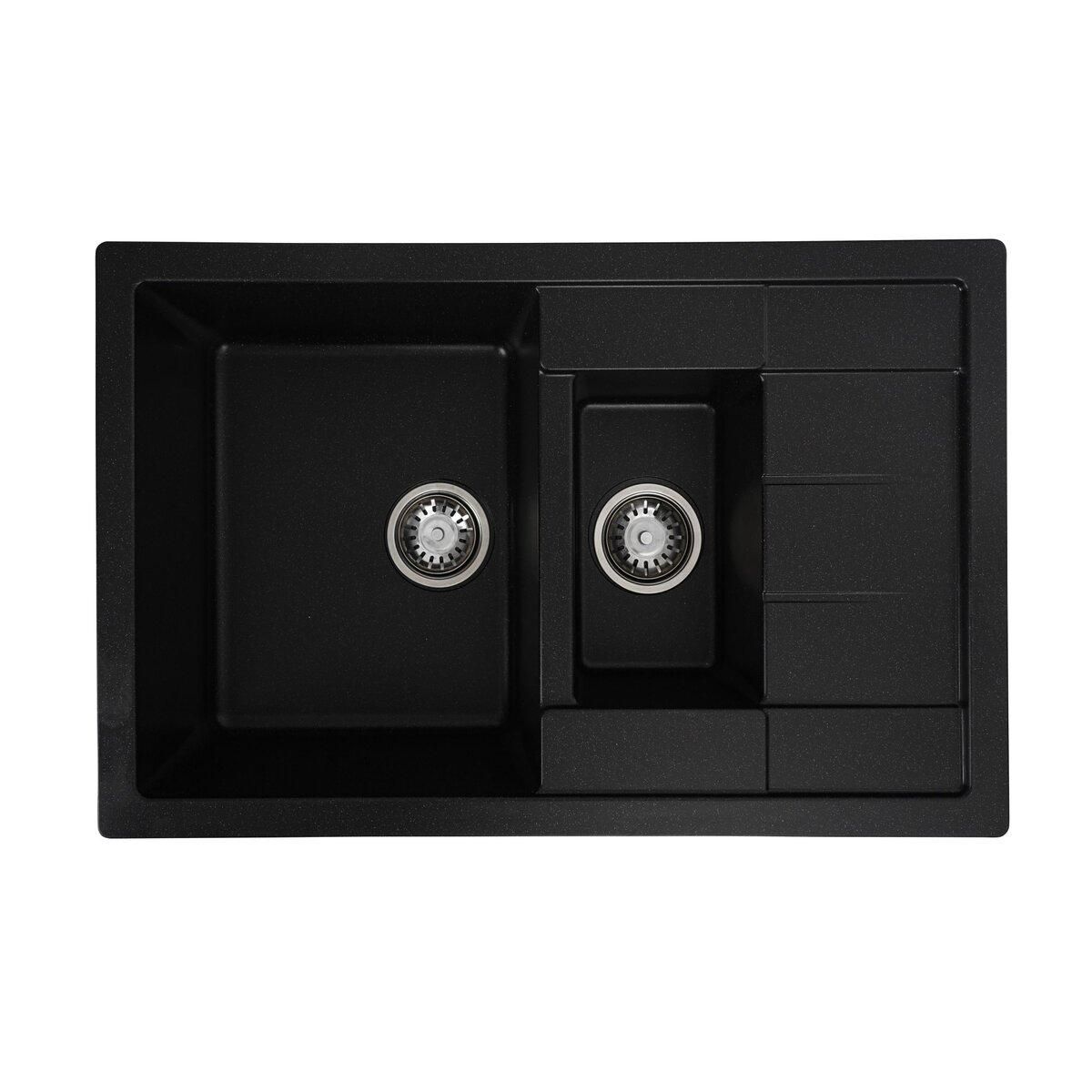 Гранітна мийка для кухні Platinum 7850W TOSKANA матова Чорний металік Гранітна мийка для кухні Platinum 7850W TOSKANA матова Чорний металік