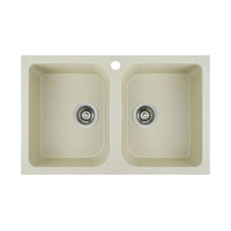 Кухонна гранітна мийка Platinum 7648W TWIN глянець Пісок