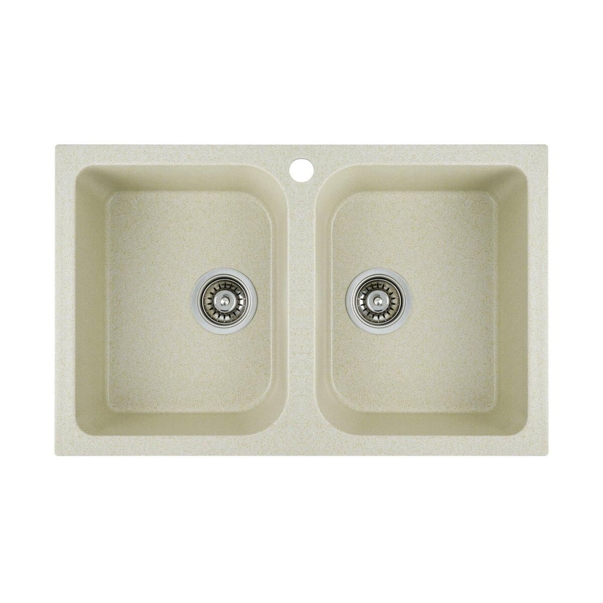 Кухонна гранітна мийка Platinum 7648W TWIN глянець Пісок Кухонна гранітна мийка Platinum 7648W TWIN глянець Пісок