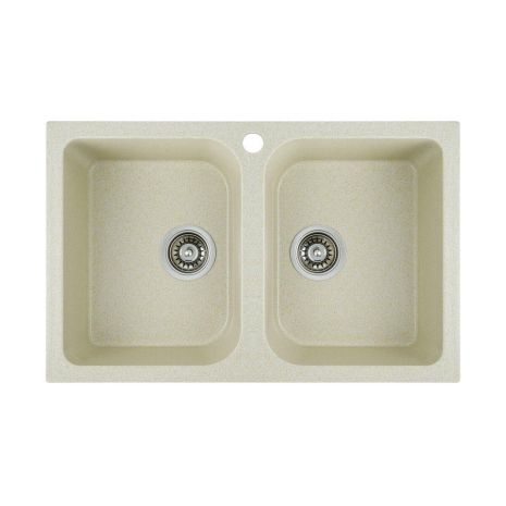 Кухонна гранітна мийка Platinum 7648W TWIN глянець Пісок