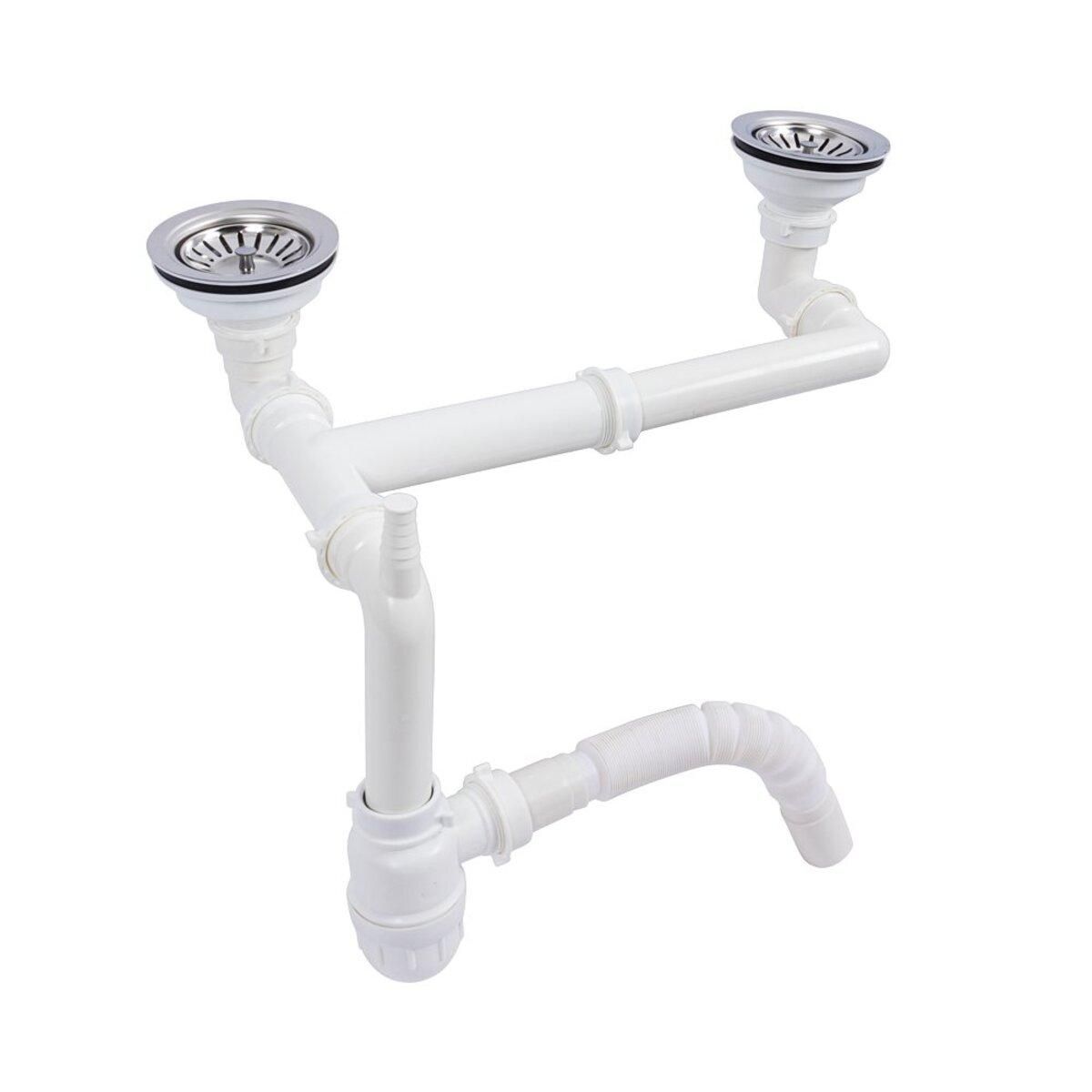 Подвійний сифон для гранітних мийок VALESO (арт. 820) без переливу Подвійний сифон для гранітних мийок VALESO (арт. 820) без переливу