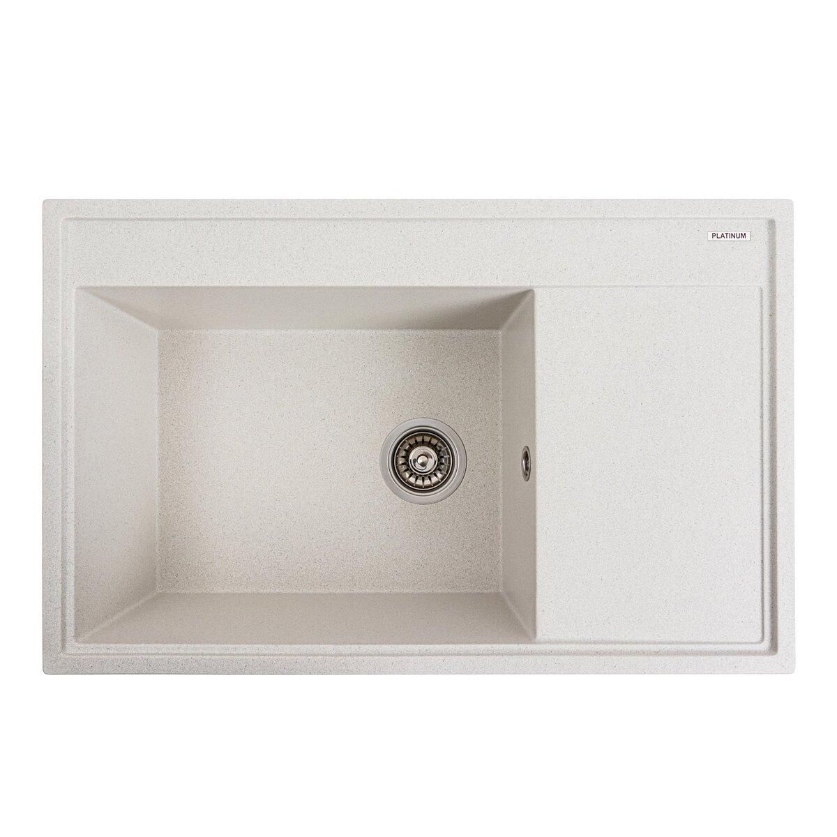 Гранитная мойка для кухни Platinum 7950 AZURIT матовая Белая в точку Гранитная мойка для кухни Platinum 7950 AZURIT матовая Белая в точку