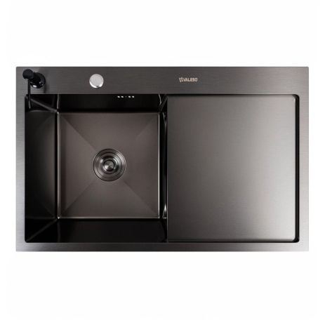Чорна кухонна мийка CM 78*50 L PVD VALESO Handmade (круглий сифон 3,0/0,8) Чорна кухонна мийка CM 78*50 L PVD VALESO Handmade (круглий сифон 3,0/0,8)