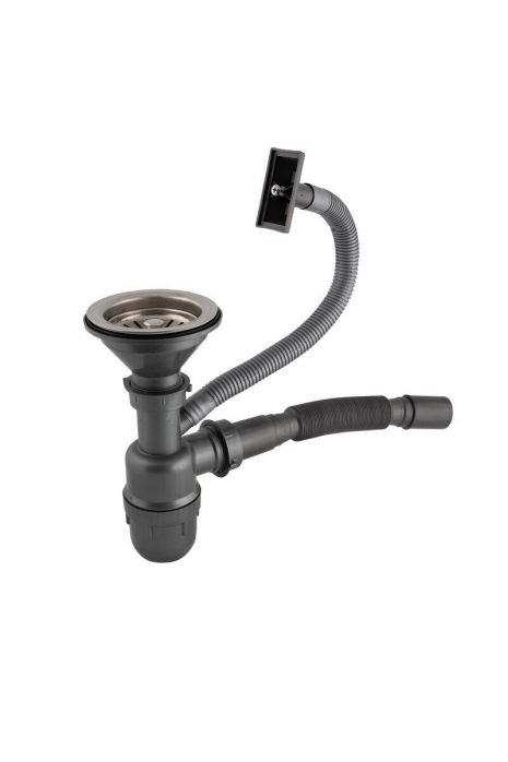 Евросифон одинарный с верхним переливом для мойки из нержавейки