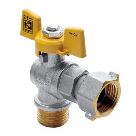 Кран кульовий KOER 1/2" ГШБ ГАЗ з накидною гайкою КУТОВИЙ