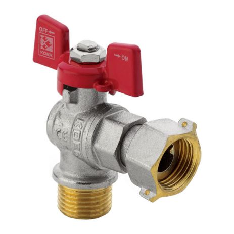 Кран кульовий KOER 1/2" ГШБ з накидною гайкою КУТОВИЙ Кран кульовий KOER 1/2" ГШБ з накидною гайкою КУТОВИЙ