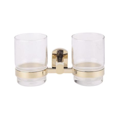 Стакан с держателем Qtap Liberty настенный двойной QTLIBORO1155 Gold