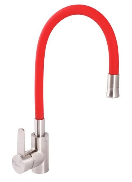 Змішувач для кухні з нержавіючої сталі з гнучким виливом Zerix LR 74004-1 червоний