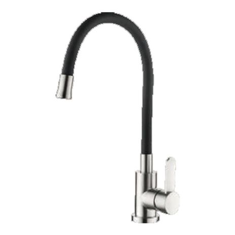 Змішувач для кухні з нержавійки з гнучким виливом чорний