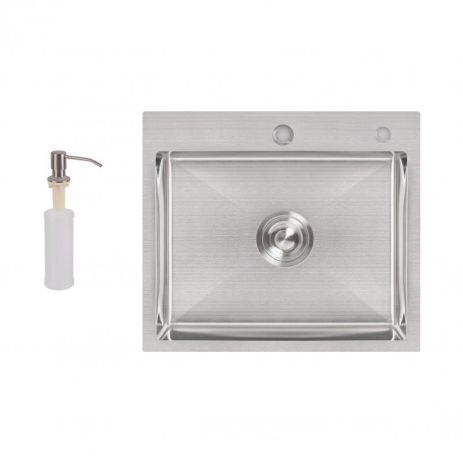 Кухонна мийка Lidz H5045 3.0/1.0 мм Brush + дозатор для миючого засобу