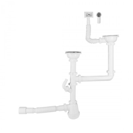 Сифон для подвійний кухонної мийки Lidz (WHI) 60 05 M003 00