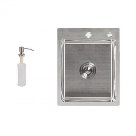 Набір 3 в 1 Lidz кухонна мийка H6050 3.0/0.8 мм Brush + сушарка + дозатор для миючого засобу