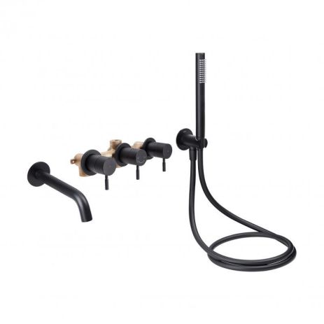 Смеситель для ванны Qtap Scorpio скрытого монтажа двухвентильный (c душевым гарнитуром) QTSCOR3350105GB Black Смеситель для ванны Qtap Scorpio скрытого монтажа двухвентильный (c душевым гарнитуром) QTSCOR3350105GB Black