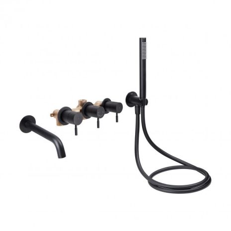 Смеситель для ванны Qtap Scorpio скрытого монтажа двухвентильный (c душевым гарнитуром) QTSCOR3350105GB Black Смеситель для ванны Qtap Scorpio скрытого монтажа двухвентильный (c душевым гарнитуром) QTSCOR3350105GB Black