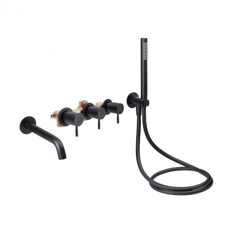 Смеситель для ванны Qtap Scorpio скрытого монтажа двухвентильный (c душевым гарнитуром) QTSCOR3350105GB Black Смеситель для ванны Qtap Scorpio скрытого монтажа двухвентильный (c душевым гарнитуром) QTSCOR3350105GB Black