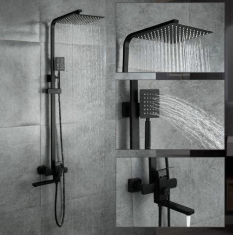 Душова система Frap F24802-6 чорного кольору
