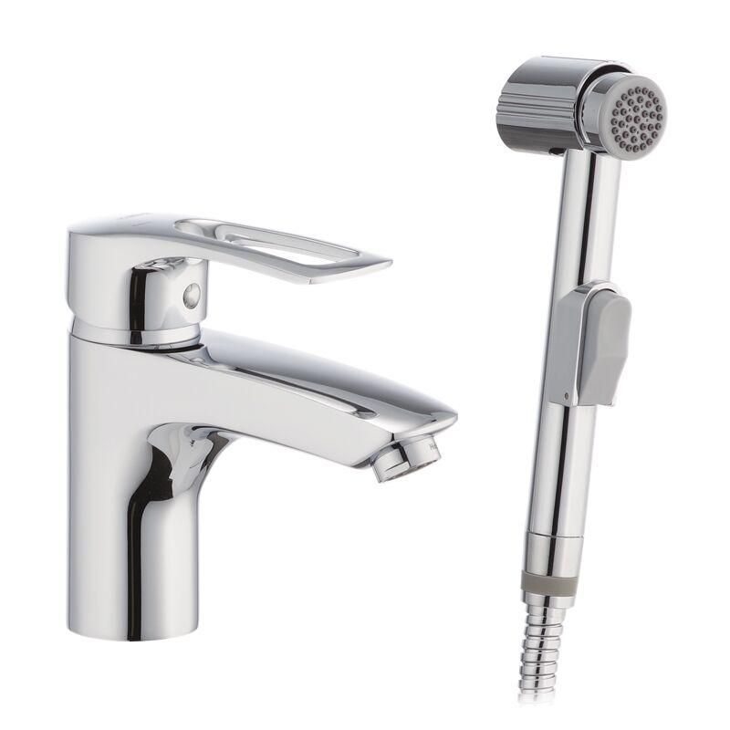 Змішувач для умивальника з гігієнічної лійкою Haiba Germes 001 (SH) Змішувач для умивальника з гігієнічної лійкою Haiba Germes 001 (SH)