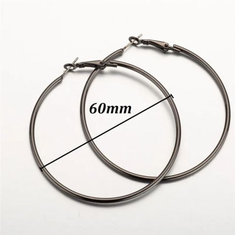 Сережки кільця Конго великі круги в чорному кольорі