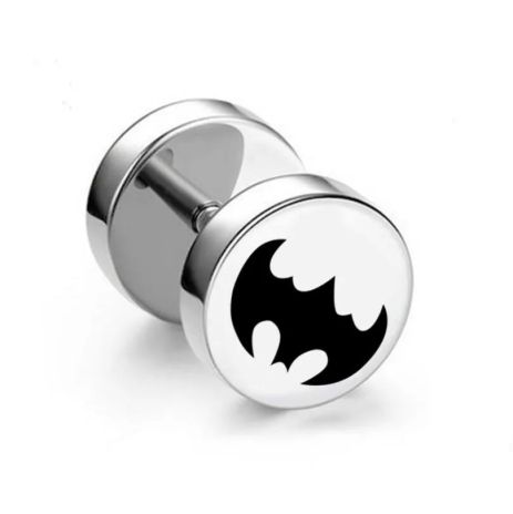Сережки-штанги для чоловіків Бетмен, з титанової сталі 1шт