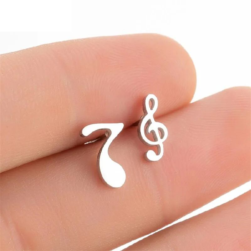 Сережки скрипічний ключ і ноти сережки-гвоздики з музичною нотою Сережки скрипічний ключ і ноти сережки-гвоздики з музичною нотою