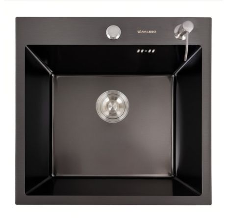 Кухонна мийка 50*50 чорна Valeso Handmade (товщина 3,0/1.5)