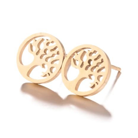 Серьги дерево жизни серьги-гвоздики золотистые амулет Серьги дерево жизни серьги-гвоздики золотистые амулет