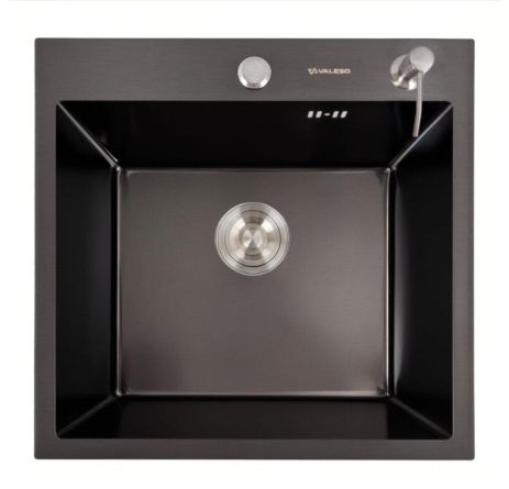 Черная PVD кухонная мойка 50*50 Valeso Handmade (толщина 3,0/1.5)
