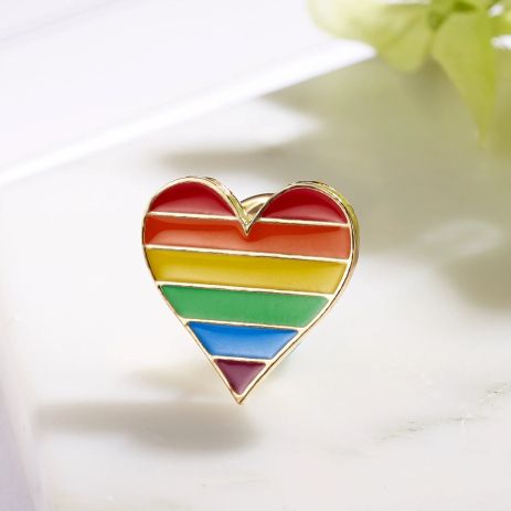 Брошка серце з прапором ЛГБТ гей-прайду ЛГБТ-прайд Марш рівності з прапором райдужної гордості