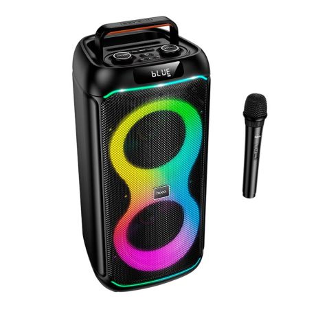 Акустика HOCO Sound outdoor RGB BT speaker with single microphone DS74, BT5.0, FM, USB, AUX, TF, 40W, 3600mAh, 2-3h, black Акустика HOCO Sound outdoor RGB BT speaker with single microphone DS74, BT5.0, FM, USB, AUX, TF, 40W, 3600mAh, 2-3h, black
