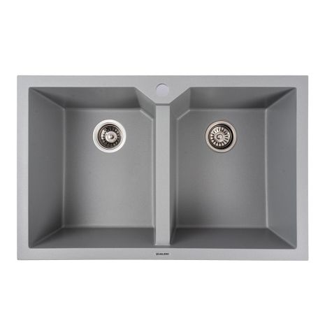 Мийка гранітна сірий металік VALESO 7950 VIATRIX (дві чаші, матова)