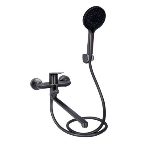 Змішувач для ванни Qtap Vlasta New з довгим поворотним виливом (з душовим гарнітуром) QTVLA260GMB45645 Змішувач для ванни Qtap Vlasta New з довгим поворотним виливом (з душовим гарнітуром) QTVLA260GMB45645