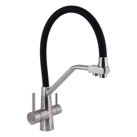 Змішувач Lidz Aria 020F3 для кухні з гнучким виливом з під'єднанням для питної води (k35) LDARI020F3BNK37647