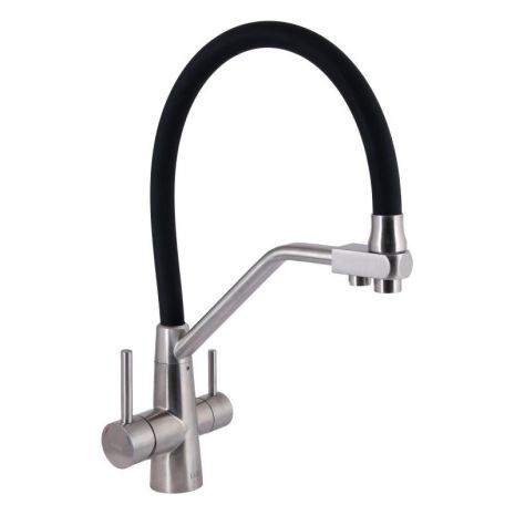 Змішувач для кухні Lidz Aria 020F3 з гнучким виливом з під'єднанням для питної води (k35) LDARI020F3BNK37647