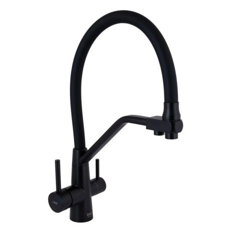 Змішувач для кухні Lidz Aria 020F3 з гнучким виливом з під'єднанням для питної води (k35) LDARI020F3BLA39212