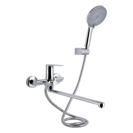 Смеситель для ванны Qtap Leo New с длинным поворотным изливом (c душевым гарнитуром) QTLEO2601CRM45562 Chrome Смеситель для ванны Qtap Leo New с длинным поворотным изливом (c душевым гарнитуром) QTLEO2601CRM45562 Chrome