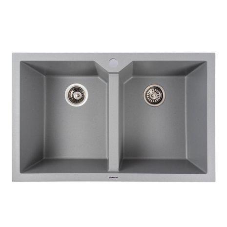 Мийка гранітна сірий металік VALESO 7950 VIATRIX (дві чаші, матова)