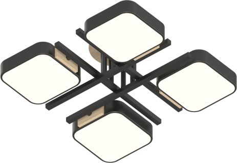 Люстра VALESO XI3358-4 чёрный + дерево